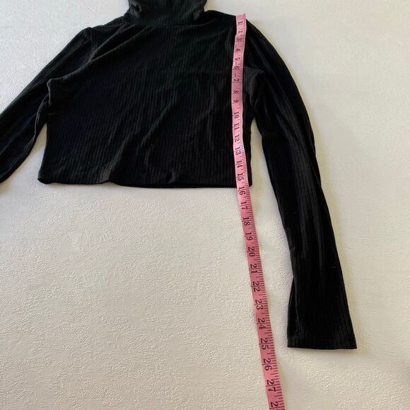 Madewell Black Ribbed Mock Neck Long Sleeve Crop Top Women’s M - Picture 5 of 6